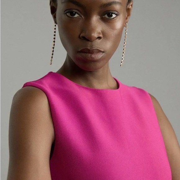 Karen Millen Vibrant Pink Midi Fringe Dress Size Small - Picture 4 of 5